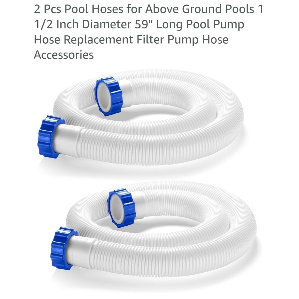 2 Pcs Pool Hoses for Above Ground Pools 1.5 Inch Diameter 59 Inch Replacement